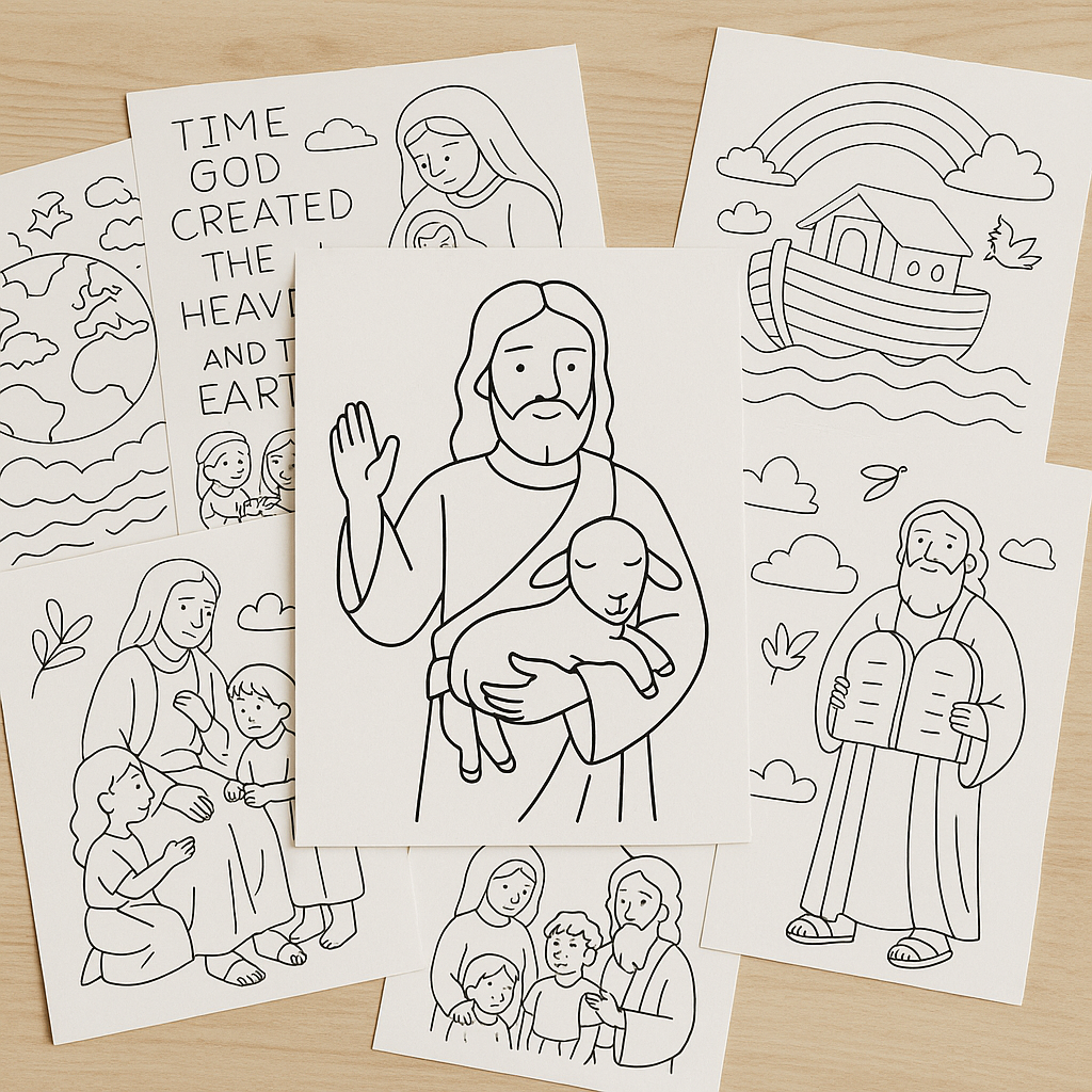 Mockup das páginas bíblicas para colorir